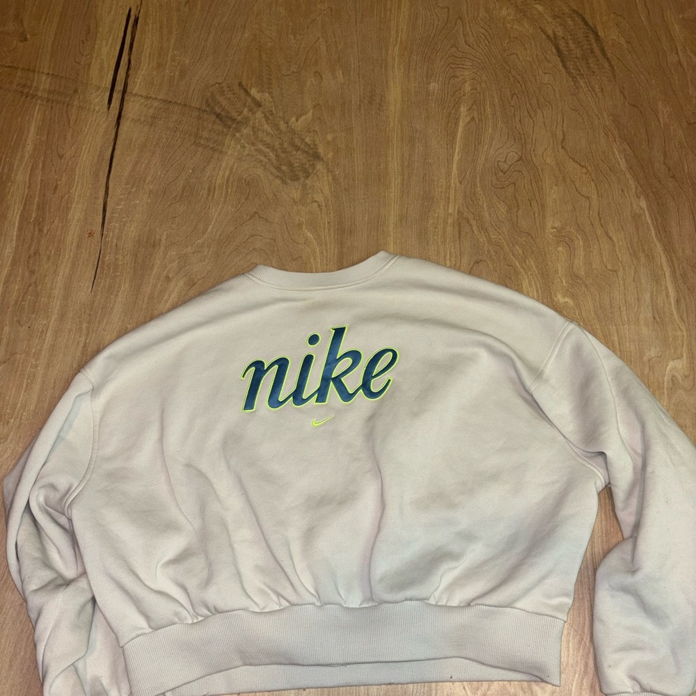 Nike Cream Sweatshirt with Green Logo